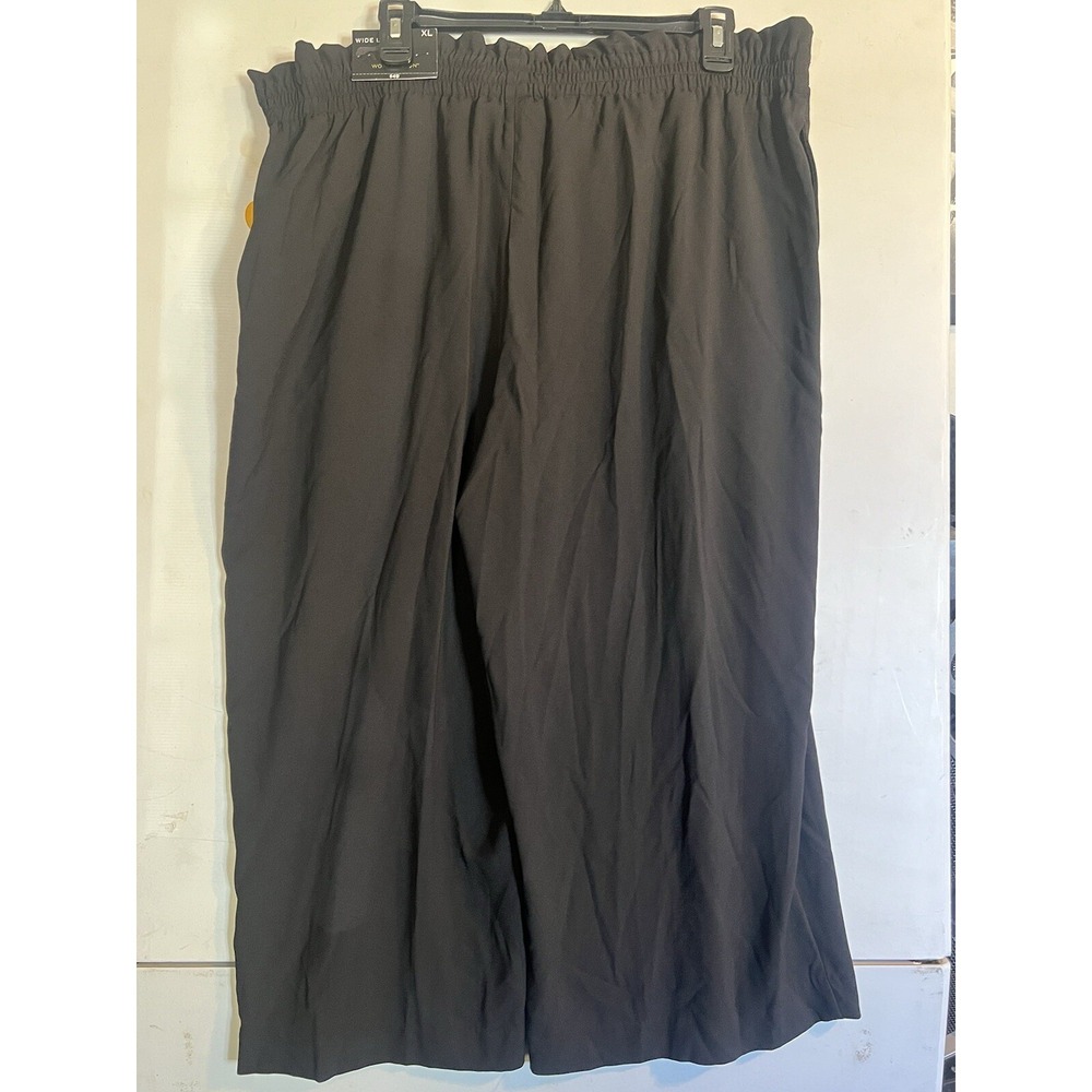 WORTHINGTON‎ WOMENS WIDE LEG CROP SIZE XL PULL ON PLEATED BLACK WORK CAREER - Picture 4 of 7